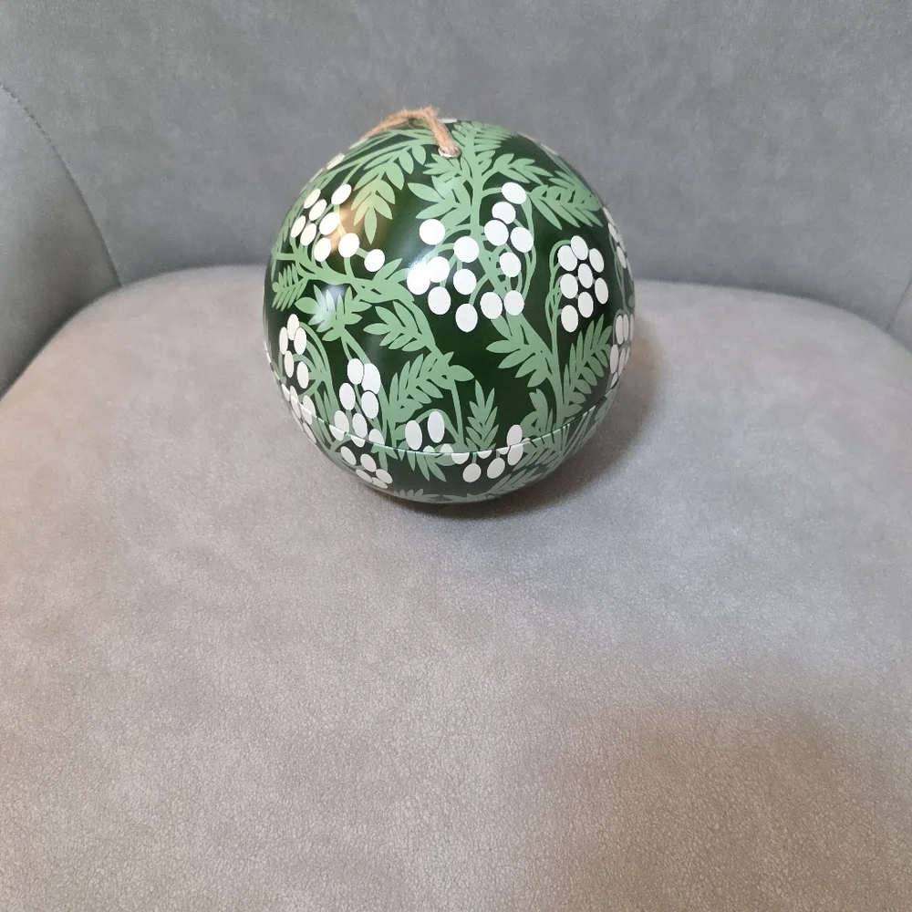 IKEA Vinterfint Candle Holiday Floral Round Ornament Metal Tin Christmas Winter